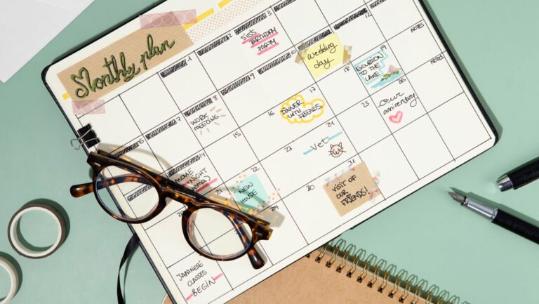 bullet-journal-glasses-top-view Monthly Planning + Feedback Loop
